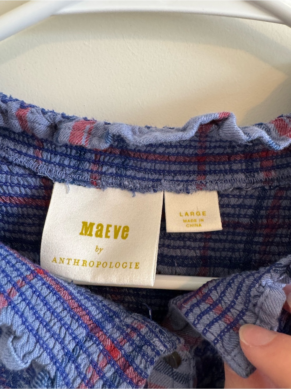 Maeve By Anthropologie Smocked Plaid Button Down Top - Picture 3 of 10